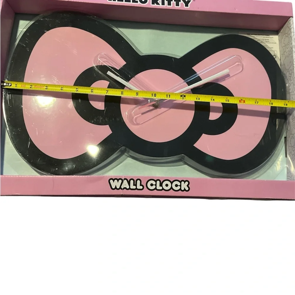 Sanrio Hello Kitty Pink & Black Bow Wall Clock - NIB